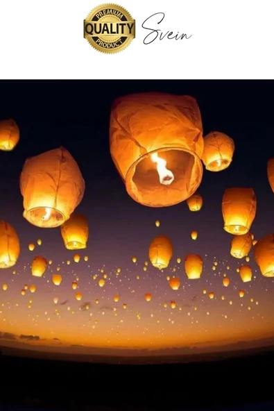3 Adet Dilek Feneri Balonu Gece Ateş Gökyüzü Işığı Uçurtma Yırtılmaz Kaliteli Düğün Nişan Özel Gün - 4