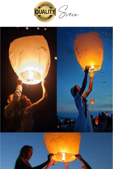 3 Adet Dilek Feneri Balonu Gece Ateş Gökyüzü Işığı Uçurtma Yırtılmaz Kaliteli Düğün Nişan Özel Gün - 8