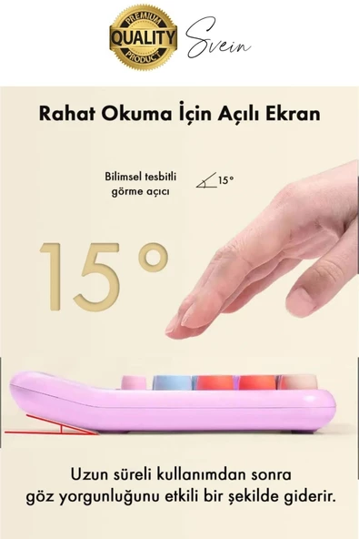 4 Fonksiyonlu Renkli Hesap Makinesi 12 Haneli Yuvarlak Tuşlu Şirin Masaüstü Ofis Kompakt - 2