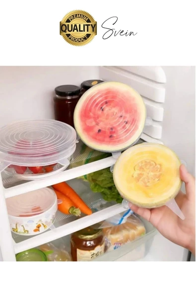 Sızdırmaz 6'lı Silikon Kase Kavanoz Kapatma Kapak Seti Esnek Uyumlu Yırtılmaz Streç Saklama Kabı - 3