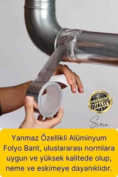 Premium Baca Klapesi Alüminyum Bant Aspiratör Borusu Seti Folyo Yanmaz Sızdırmaz Havalandırma Mutfak - 5