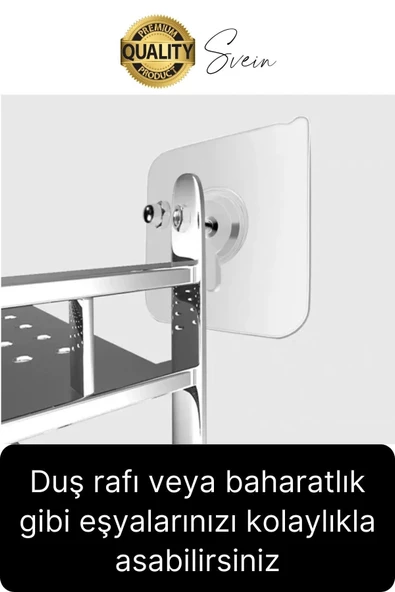 4 Adet Süper Güçlü Kendinden Yapışkanlı Tutunabilen Çok Amaçlı Çerçeve Tablo Banyo Duş Mutfak Askı - 3