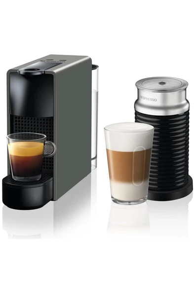 Nespresso C35 Grey Essenza Mini Gri Kahve Makinesi ve Süt köpürtücü Aksesuar