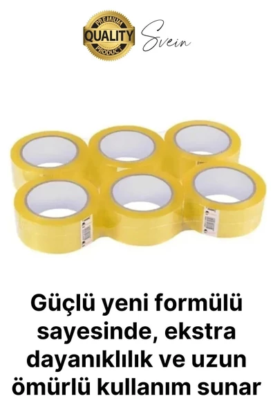 Ekstra Güçlü Yeni Formül 12 Adet 45 mm x 100 mt Koli Bandı Şeffaf Dayanıklı Bant Taşınma Ambalaj - 3