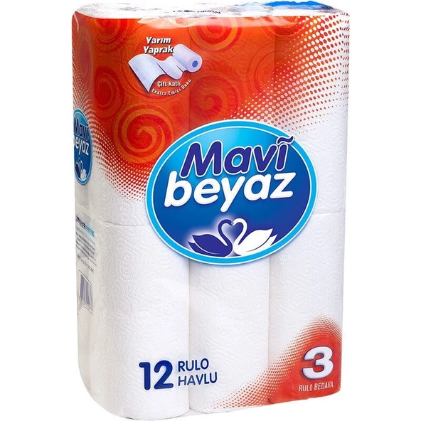 MAVİ BEYAZ 12 Lİ 3 KATLI KAĞIT HAVLU ULTRA EMİCİ