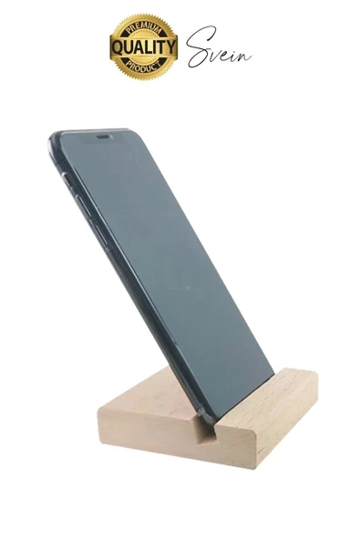 Doğal Masaüstü Ahşap Cep Telefonu ve Tablet Standı Natural Görünüm Şık İphone Android İos Uyumlu - 5