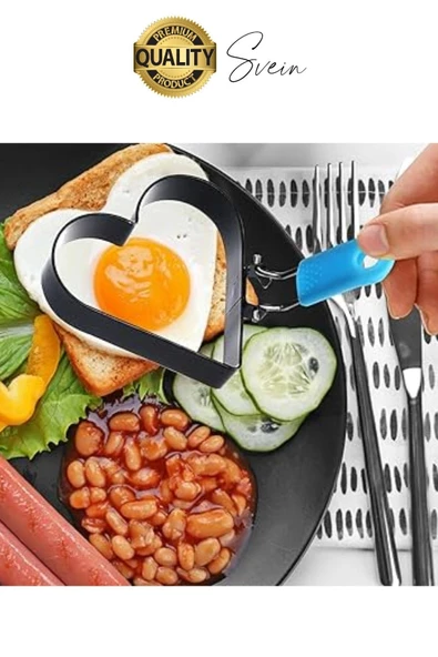 Paslanmaz Metal Kalp Şeklinde Omlet Krep Kalıbı Özel Model Uzun Ömürlü Yanmaz Yapışmaz Portatif - Resim 6