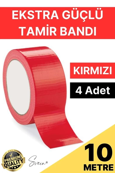 4 Adet 10 mt Kırmızı Tamir Takviye Kapatıcı Güçlü Onarım Bandı Su Geçirmez Sızdırmaz Dayanım Çatlak