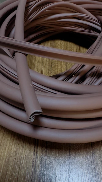 Yandan Tırnaklı D Fitil Ahşap Kapı Contası Kahve Rengi Amerikan Panel Kapı Fitili 25 Metre 10mm - Resim 2