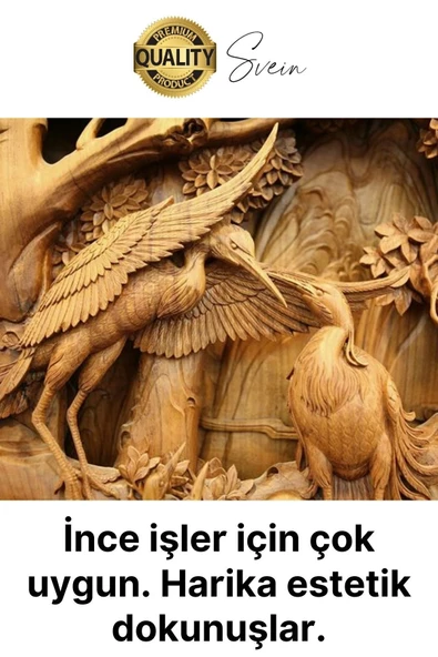 Premium Paslanmaz Ahşap El Oyma Bıçak Seti 12 Parça Siyah Uç İskarpela Hobi Profesyonel İşleme Aleti - 3