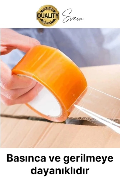 Ekstra Güçlü Yeni Formül 12 Adet 45 mm x 100 mt Koli Bandı Şeffaf Dayanıklı Bant Taşınma Ambalaj - 5