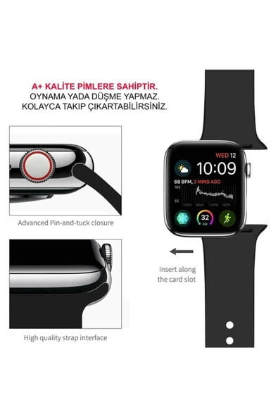 APEXKILIF Apple Watch Uyumlu Kordon 2 3 4 5 Seri 42 Mm Ve 44 Mm Silikon Kordon Kayış - 3