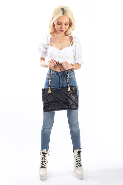 Madrid Model Kapitone Desenli Zincir Askılı Omuz Ve El Çantası - Resim 3