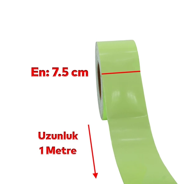 Fotolümen Gece Parlayan 7.5 cm Yeşil Reflektörlü Fosforlu Reflektif Düz Şerit Bant 1 Mt İkaz Bandı - 2