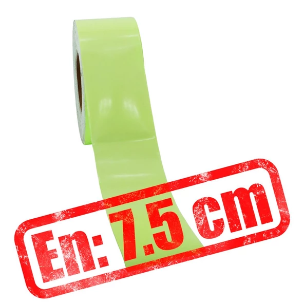 Fotolümen Gece Parlayan 7.5 cm Yeşil Reflektörlü Fosforlu Reflektif Düz Şerit Bant 1 Mt İkaz Bandı - 3