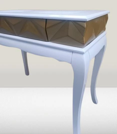 Dresuar Piramit MODEL 90521 Gold Beyaz Uyum Lükens Kayın Ayak El Yapım - Resim 4