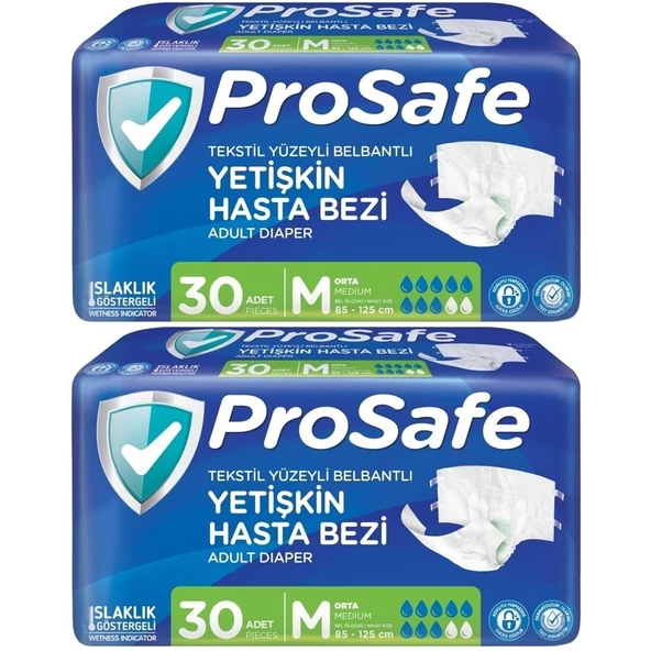 Prosafe Belbantlı Orta Boy M 30'lu 2 Adet Hasta Bezi - 1