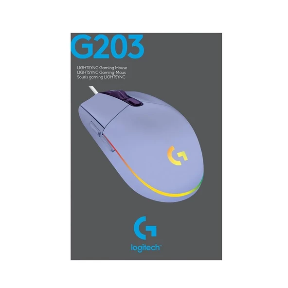 LOGITECH G203 LIGHTSYNC 8000 DPI RGB KABLOLU GAMING MOUSE-LİLA - 5