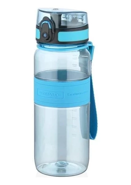 Uzspace 650 ML Kaydırmaz Gövde Taşıma Askılı Tritan Su Matarası Mavi