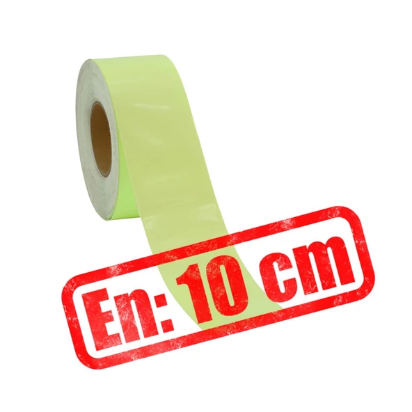 Gece Parlayan Fotolümen En 10 cm Reflektörlü 1 Mt İkaz Yeşil Fosforlu Reflektif Düz Şerit Bant - 3
