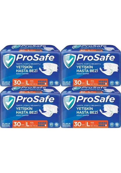 Prosafe Belbantlı Büyük Boy L 30'lu 4 Adet Hasta Bezi - 1