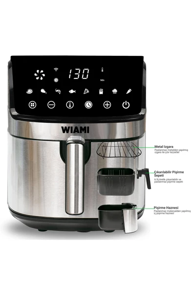 Wiami Airfryer 6.5L Inox Akıllı Hava Fritözü - 3