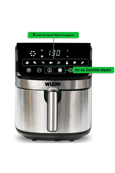Wiami Airfryer 6.5L Inox Akıllı Hava Fritözü - 2
