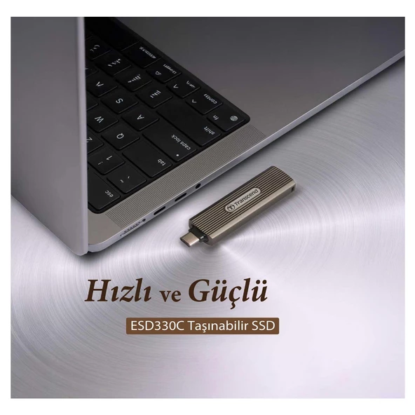 Transcend TS512GESD330C 512GB Type-C Gizlenebilir Başlıklı Taşınabilir Metal Kasa SSD - 4