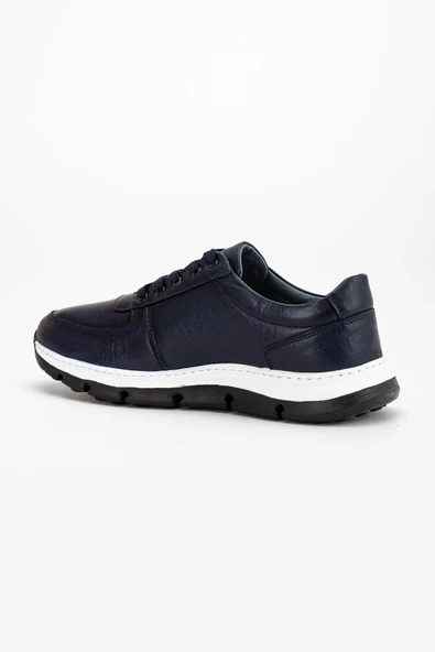 Hakiki Deri Erkek Günlük Ayakkabı Lacivert H Model Eva Taban - Resim 5