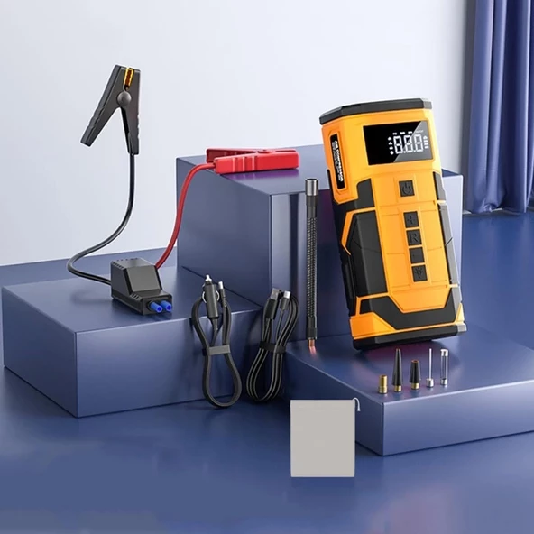 Auhma A5577 Taşınabilir Jump Starter & Hava Kompresörü | 800A Akü Takviye | Dijital Ekran | Powerbank | 14.8V - 2