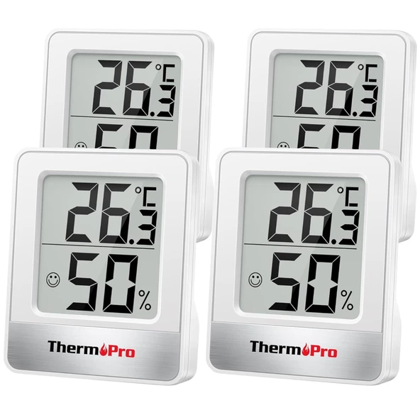 ThermoPro TP49W Mini İç Mekan Dijital Isı ve Nem Ölçer Termometre 4 Adet