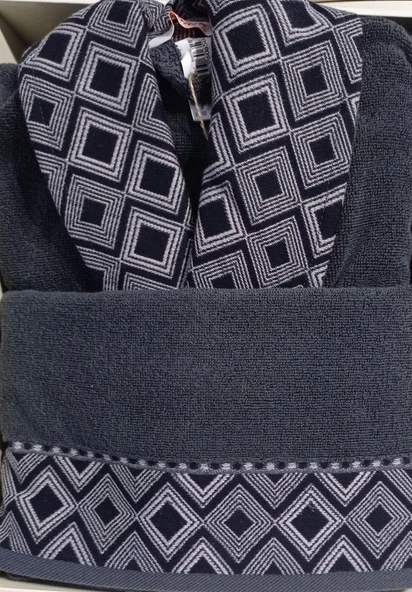 Özdilek Snazzy Antrasit Pembe Aile Bornoz Seti Özdilek Bornoz Seti - Resim 6