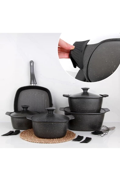 Arzu Çelik Katre 9 Parça Granit Tencere Seti - Resim 2