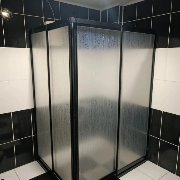 Teknesiz Duşakabin Siyah Profil Plastik Camlı ND427 - 2