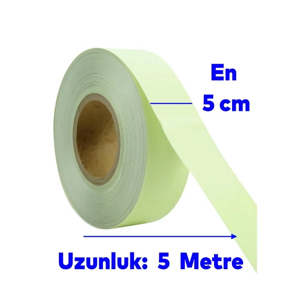 Gece Parlayan Fotolümen Yeşil Reflektörlü Fosforlu Oto Reflektif Düz Şerit Bant 5 cm 5 Mt İkaz Bandı - Resim 2