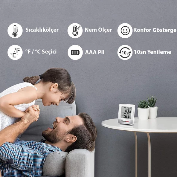 ThermoPro TP49W-B Mini İç Mekan Dijital Isı ve Nem Ölçer Termometre Siyah-Beyaz - 2