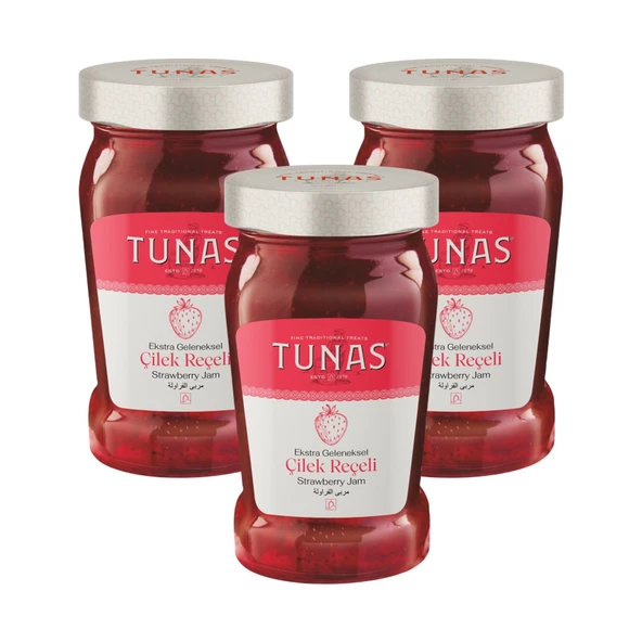 Tunas Çilek Reçeli 380 gr Cam x 3 Adet