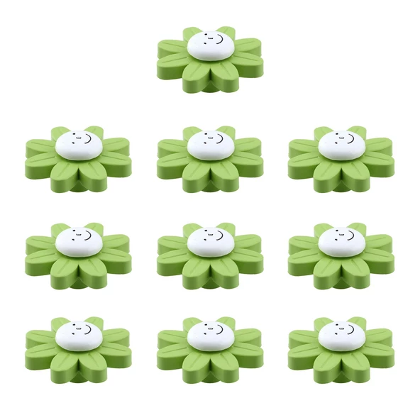 Plastik Papatya Kulp 10 Adet Yeşil Mobilya Çoçuk Odası Kız Erkek Dolap Kapak Kulpu Çekmece Kulbu - Resim 7