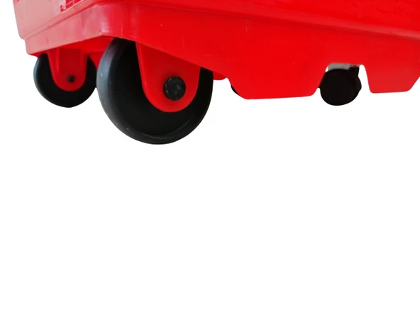 Alışveriş Plastik Market Sepeti 70 LT Tekerlekli Kırmızı - 2