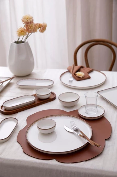 Kütahya Porselen Bone Nordic 6 Kişilik 15 Parça Kahvaltı Takımı Krem File - 2