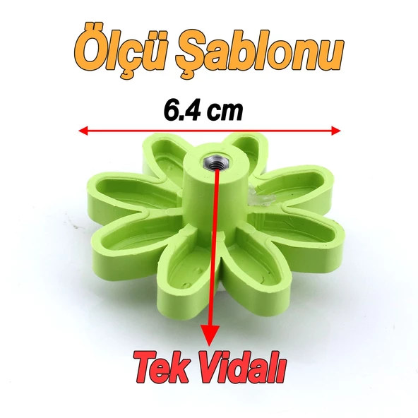 Plastik Papatya Kulp 10 Adet Yeşil Mobilya Çoçuk Odası Kız Erkek Dolap Kapak Kulpu Çekmece Kulbu - Resim 4