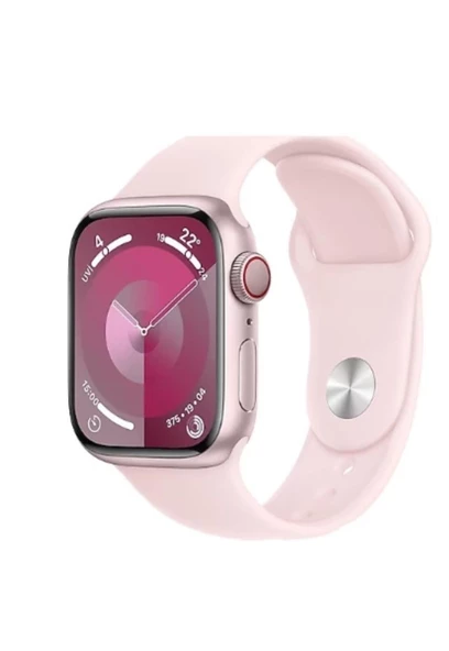 Apple Watch Series 9 GPS 41mm PEMBE Alüminyum Kasa ve Spor Kordon Akıllı Saat VİTRİN