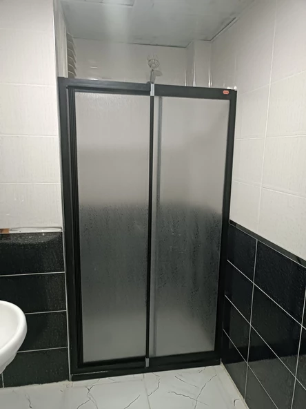 Teknesiz Duşakabin Siyah Profil Plastik Camlı ND421 - 2