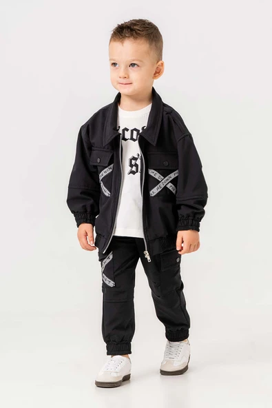 Çift Cepli Fermuarlı Su Geçirmez 3 Parça Erkek Çocuk Ceketli Takım ürün görseli 1