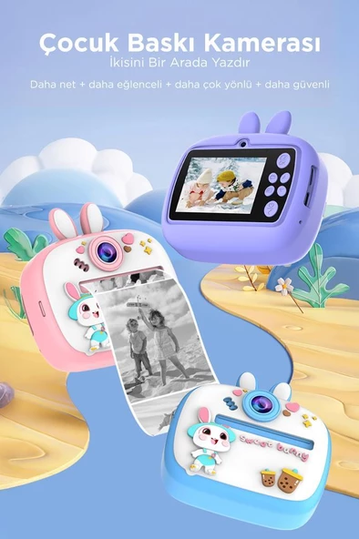 Torima TRM-CMR18 Mor Dijital Video Fotoğraf Çocuk Kamerası Anlık Termal Resim Kağıt Baskılı Yazıcı - Resim 6