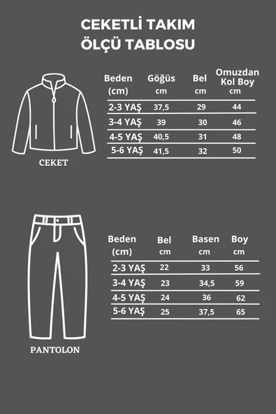 Çift Cepli Fermuarlı Su Geçirmez 3 Parça Erkek Çocuk Ceketli Takım - 2
