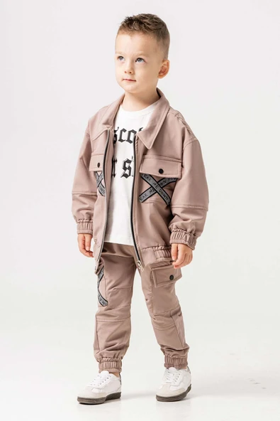 Çift Cepli Fermuarlı Su Geçirmez 3 Parça Erkek Çocuk Ceketli Takım - 10