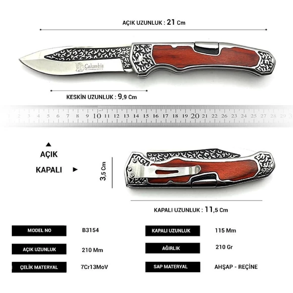 Columbia Company B-3154-A İşlemeli Çakı - 6