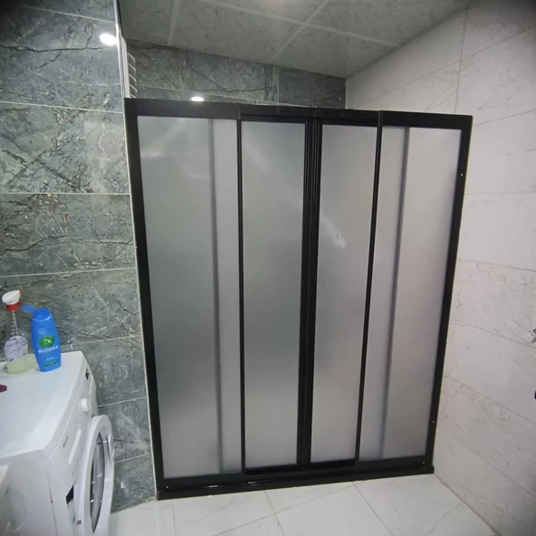 Teknesiz Duşakabin Siyah Profil Plastik Camlı ND422 - 4