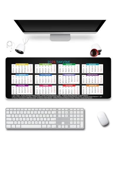 SonicTouch UltraGrand 2025 Takvimi Calender Xxl Gamer Oyuncu Siyah Renkli Sıvı Geçirmez Klavye Mouse Pad 40x90Cm - 2